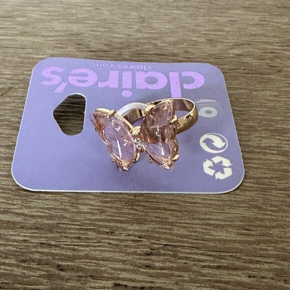 Claire’s Pink Jewel Rose Gold Butterfly Ring - Picture 5 of 6